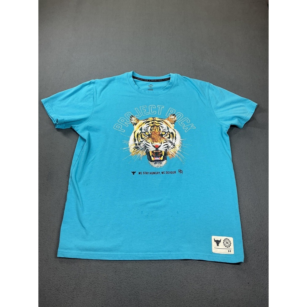 Under Armour Shirt Mens Large Blue Project Rock Tiger Graphic Tagless Tee